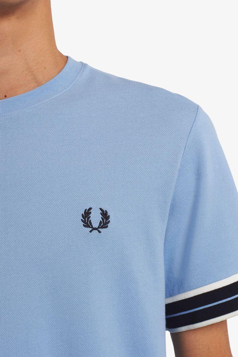 Blue Fred Perry Tramline Tipped Piqué Men's T Shirts | PH 1793CTVE